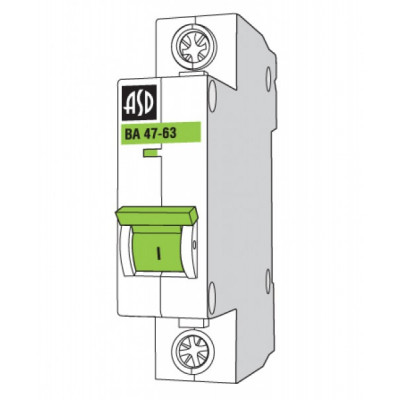 Автоматический выключатель ASD, 1 Полюс, 63A, Ха-ка С.