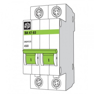 Автоматический выключатель ASD, 2 Полюс, 63A, Ха-ка С.